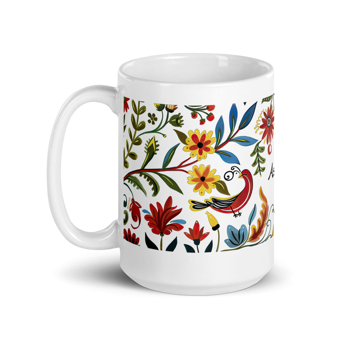 Ashton Exclusive Name Art Piece Home Office Work Coffee Mug Mexican Spanish Pride Gift Cup One - Of - A - Kind Calligraphy White Glossy Mug | A31 - Mexicada