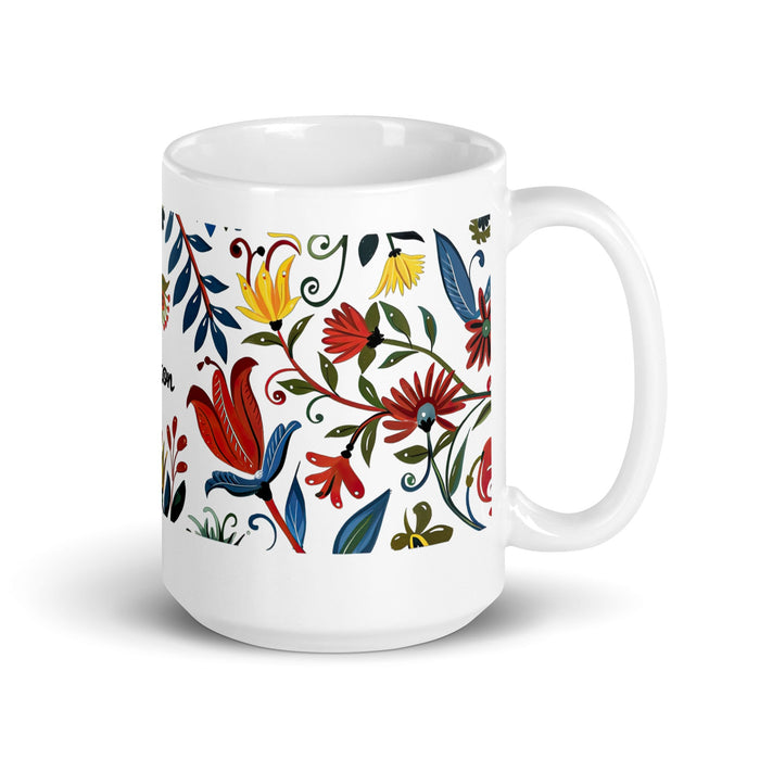 Ashton Exclusive Name Art Piece Home Office Work Coffee Mug Mexican Spanish Pride Gift Cup One - Of - A - Kind Calligraphy White Glossy Mug | A31 - Mexicada