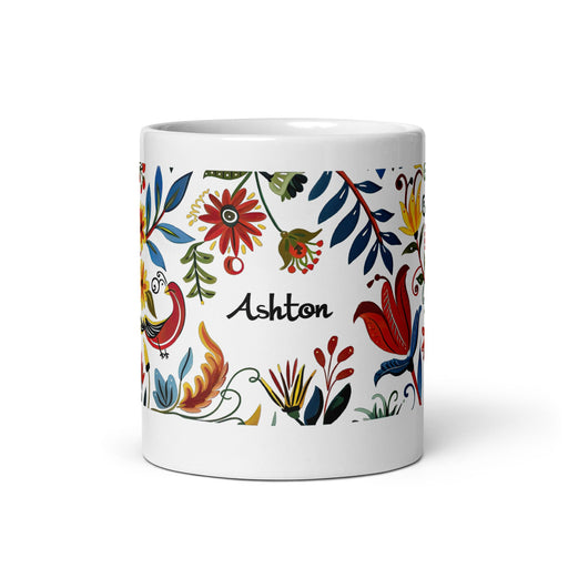 Ashton Exclusive Name Art Piece Home Office Work Coffee Mug Mexican Spanish Pride Gift Cup One - Of - A - Kind Calligraphy White Glossy Mug | A31 - Mexicada