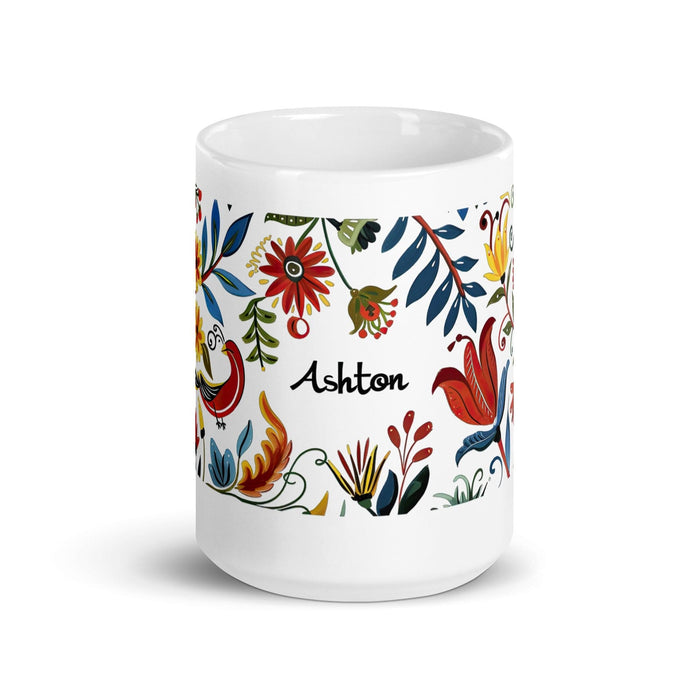 Ashton Exclusive Name Art Piece Home Office Work Coffee Mug Mexican Spanish Pride Gift Cup One-Of-A-Kind Calligraphy White Glossy Mug | A31 Mexicada