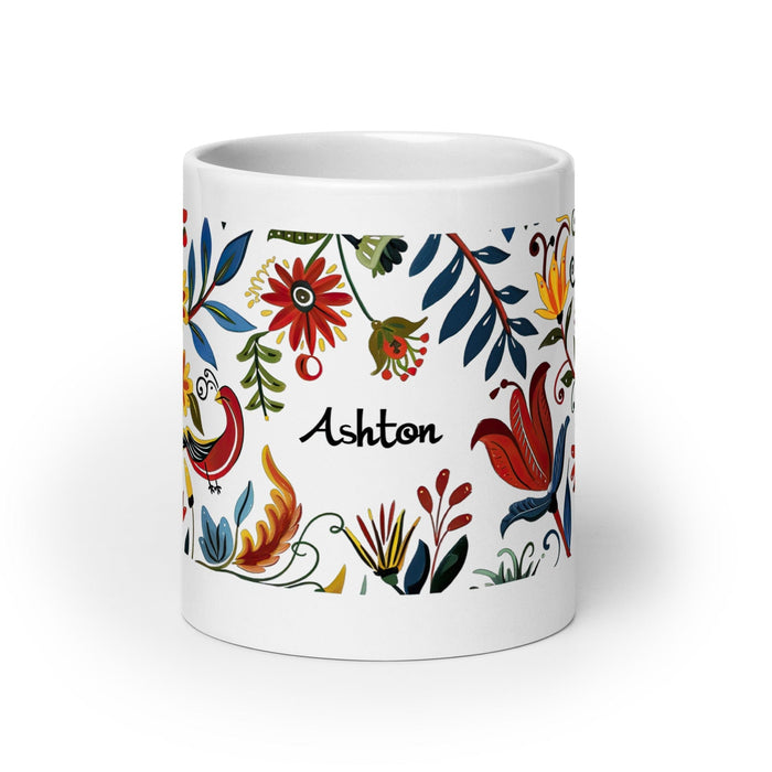 Ashton Exclusive Name Art Piece Home Office Work Coffee Mug Mexican Spanish Pride Gift Cup One-Of-A-Kind Calligraphy White Glossy Mug | A31 Mexicada