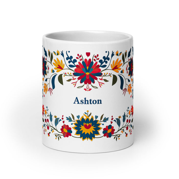 Ashton Exclusive Name Art Piece Home Office Work Coffee Mug Mexican Spanish Pride Gift Cup One - Of - A - Kind Calligraphy White Glossy Mug | A32 - Mexicada