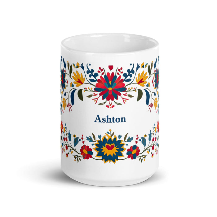 Ashton Exclusive Name Art Piece Home Office Work Coffee Mug Mexican Spanish Pride Gift Cup One-Of-A-Kind Calligraphy White Glossy Mug | A32 Mexicada