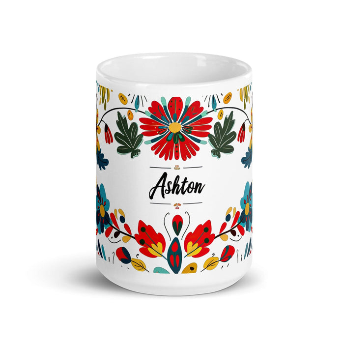 Ashton Exclusive Name Art Piece Home Office Work Coffee Mug Mexican Spanish Pride Gift Cup One-Of-A-Kind Calligraphy White Glossy Mug | A33 Mexicada