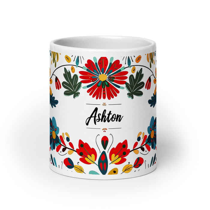 Ashton Exclusive Name Art Piece Home Office Work Coffee Mug Mexican Spanish Pride Gift Cup One-Of-A-Kind Calligraphy White Glossy Mug | A33 Mexicada