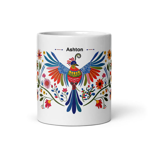 Ashton Exclusive Name Art Piece Home Office Work Coffee Mug Mexican Spanish Pride Gift Cup One - Of - A - Kind Calligraphy White Glossy Mug | A35 - Mexicada