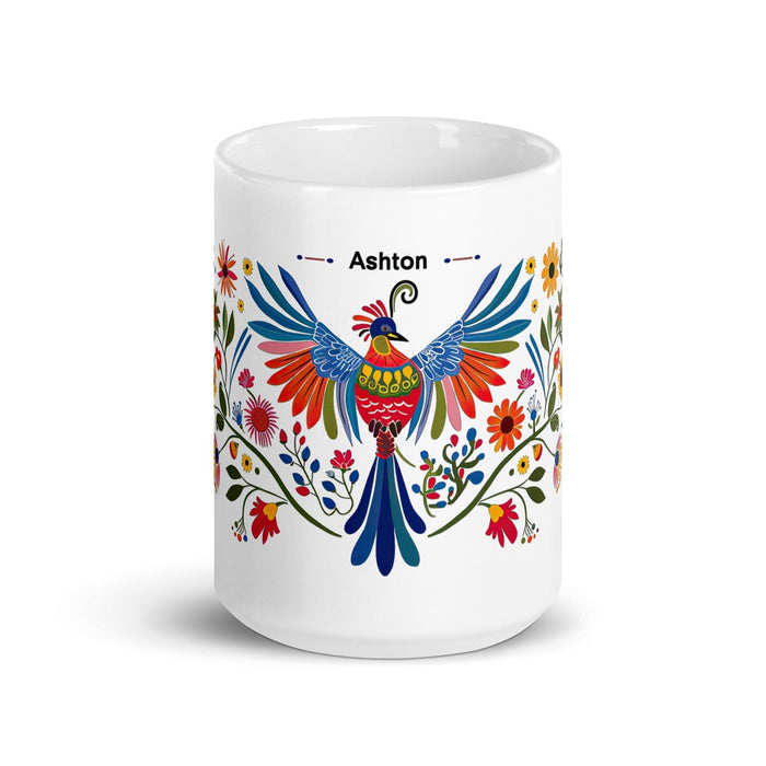 Ashton Exclusive Name Art Piece Home Office Work Coffee Mug Mexican Spanish Pride Gift Cup One-Of-A-Kind Calligraphy White Glossy Mug | A35 Mexicada