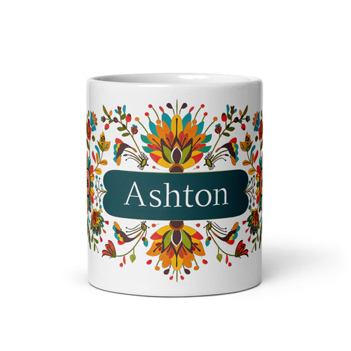 Ashton Exclusive Name Art Piece Home Office Work Coffee Mug Mexican Spanish Pride Gift Cup One - Of - A - Kind Calligraphy White Glossy Mug | A36 - Mexicada