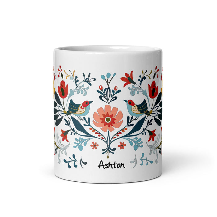 Ashton Exclusive Name Art Piece Home Office Work Coffee Mug Mexican Spanish Pride Gift Cup One - Of - A - Kind Calligraphy White Glossy Mug | A4 - Mexicada