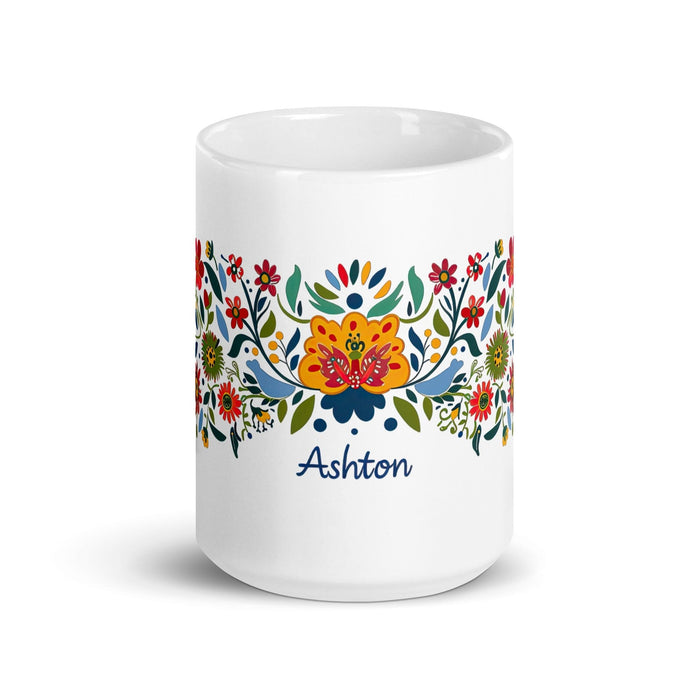 Ashton Exclusive Name Art Piece Home Office Work Coffee Mug Mexican Spanish Pride Gift Cup One-Of-A-Kind Calligraphy White Glossy Mug | A5 Mexicada