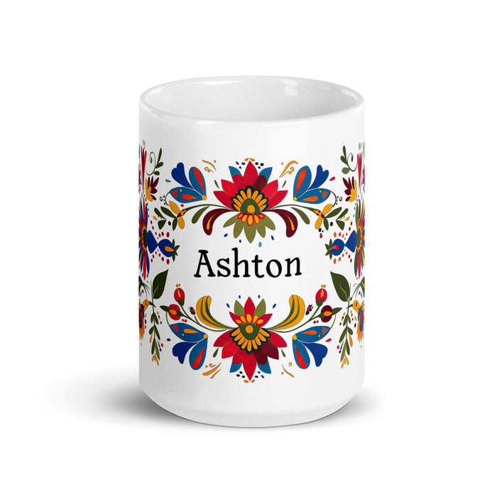 Ashton Exclusive Name Art Piece Home Office Work Coffee Mug Mexican Spanish Pride Gift Cup One - Of - A - Kind Calligraphy White Glossy Mug | A6 - Mexicada