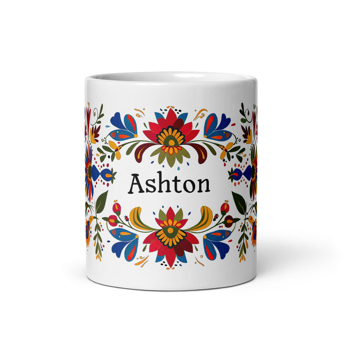 Ashton Exclusive Name Art Piece Home Office Work Coffee Mug Mexican Spanish Pride Gift Cup One - Of - A - Kind Calligraphy White Glossy Mug | A6 - Mexicada