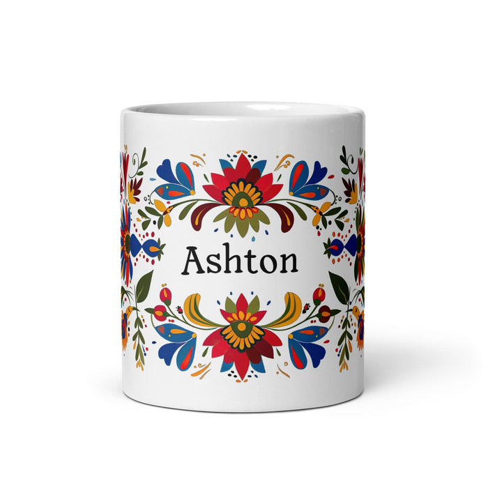 Ashton Exclusive Name Art Piece Home Office Work Coffee Mug Mexican Spanish Pride Gift Cup One-Of-A-Kind Calligraphy White Glossy Mug | A6 Mexicada