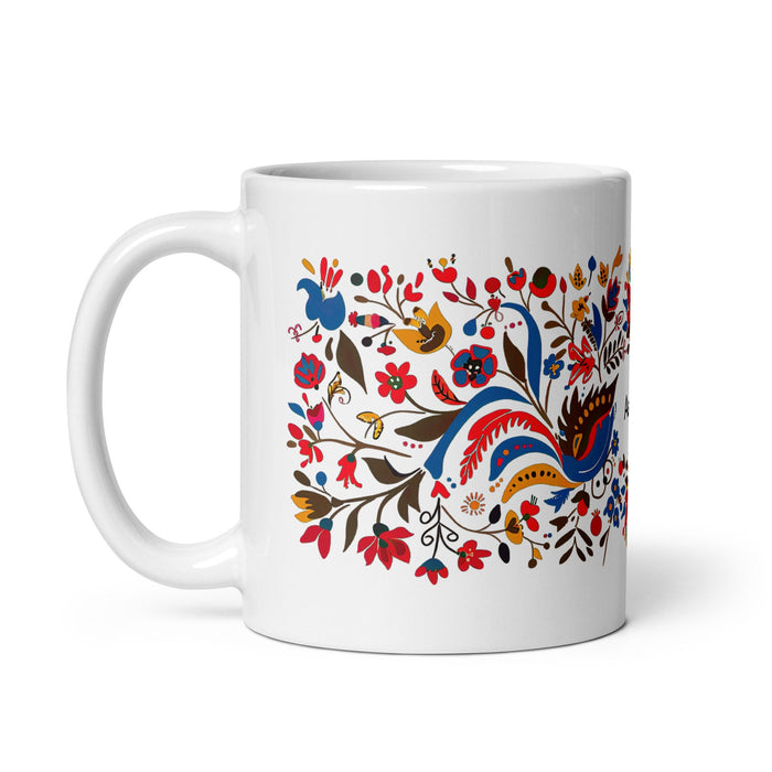 Ashton Exclusive Name Art Piece Home Office Work Coffee Mug Mexican Spanish Pride Gift Cup One - Of - A - Kind Calligraphy White Glossy Mug | A7 - Mexicada