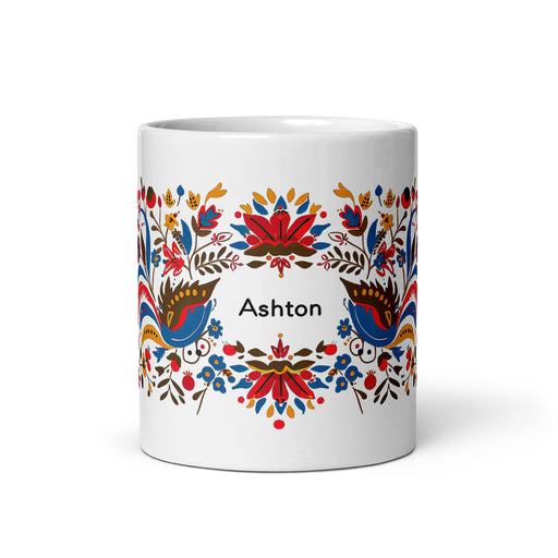 Ashton Exclusive Name Art Piece Home Office Work Coffee Mug Mexican Spanish Pride Gift Cup One - Of - A - Kind Calligraphy White Glossy Mug | A7 - Mexicada