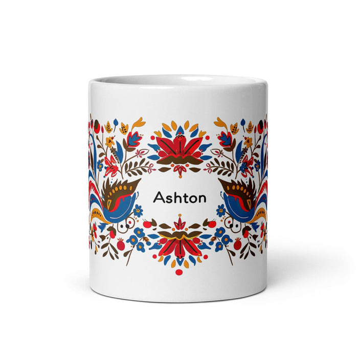 Ashton Exclusive Name Art Piece Home Office Work Coffee Mug Mexican Spanish Pride Gift Cup One-Of-A-Kind Calligraphy White Glossy Mug | A7 Mexicada