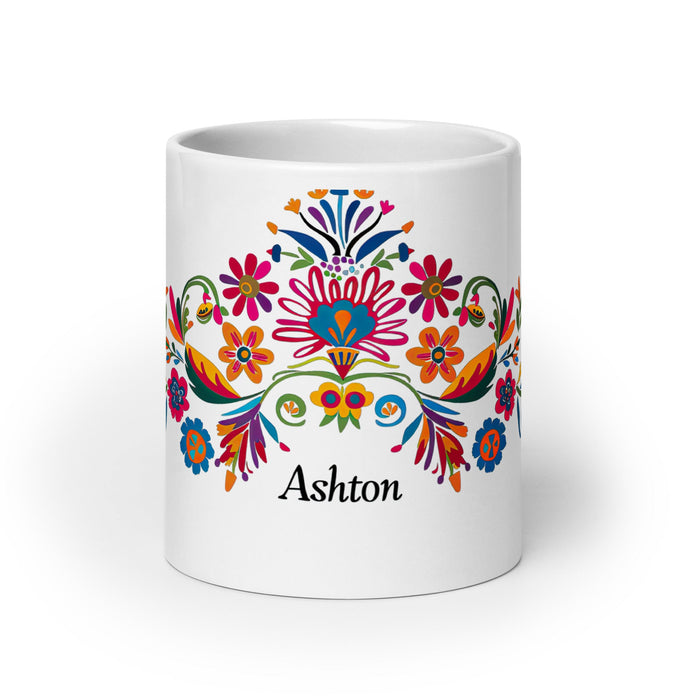 Ashton Exclusive Name Art Piece Home Office Work Coffee Mug Mexican Spanish Pride Gift Cup One - Of - A - Kind Calligraphy White Glossy Mug | A8 - Mexicada