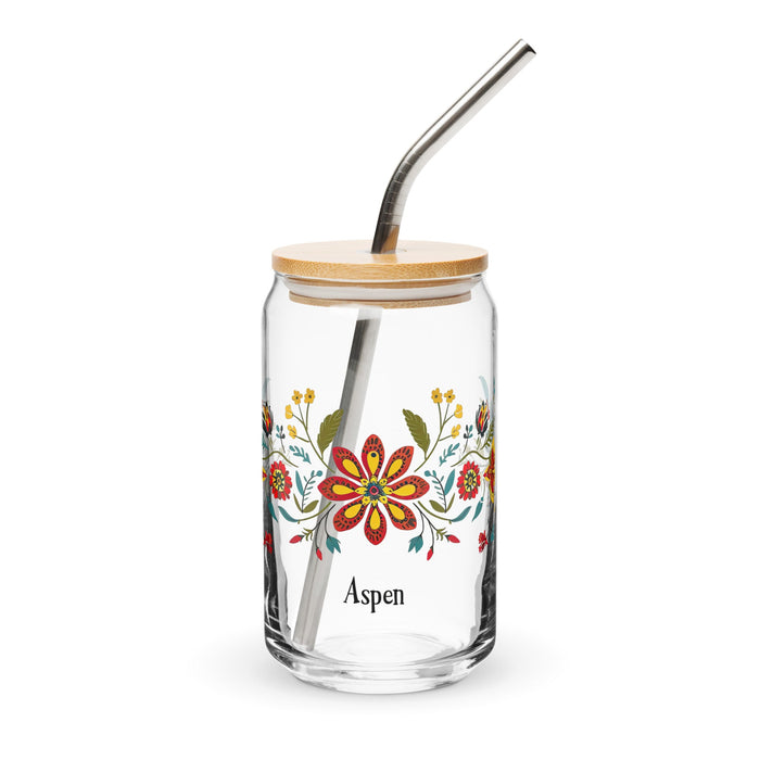 Aspen Exclusive Name Art Piece Can - Shaped Glass Home Office Work Mexican Spanish Pride Gift Cup One - Of - A - Kind Calligraphy Glass | A10 - Mexicada