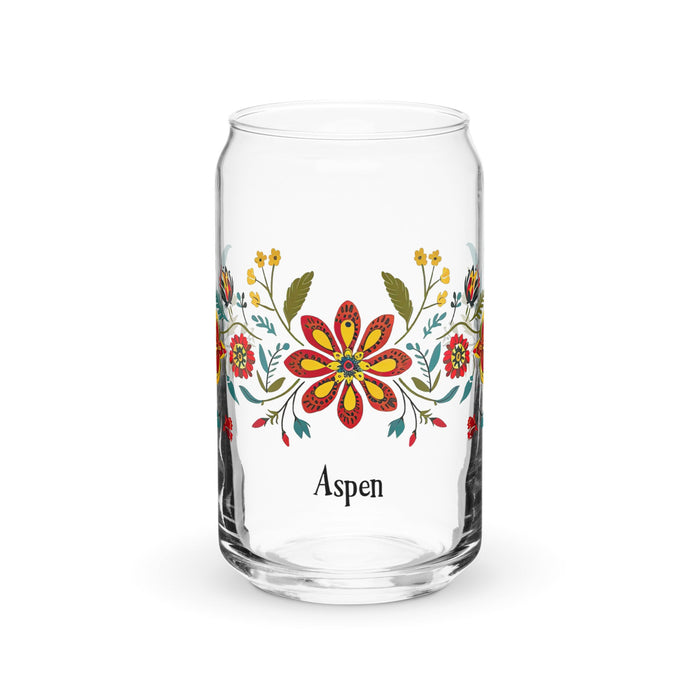 Aspen Exclusive Name Art Piece Can - Shaped Glass Home Office Work Mexican Spanish Pride Gift Cup One - Of - A - Kind Calligraphy Glass | A10 - Mexicada