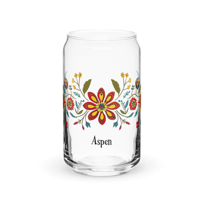 Aspen Exclusive Name Art Piece Can-Shaped Glass Home Office Work Mexican Spanish Pride Gift Cup One-Of-A-Kind Calligraphy Glass | A10 Mexicada 16 oz