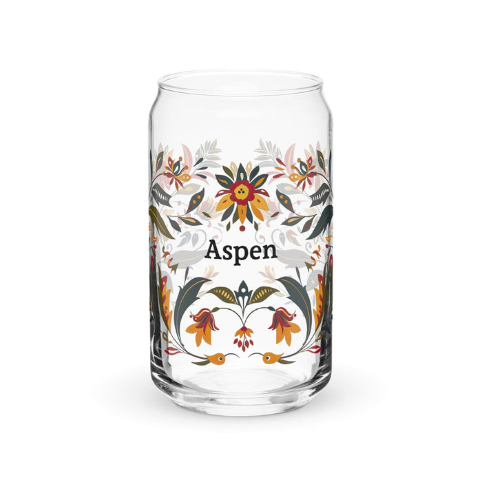 Aspen Exclusive Name Art Piece Can-Shaped Glass Home Office Work Mexican Spanish Pride Gift Cup One-Of-A-Kind Calligraphy Glass | A2 Mexicada 16 oz