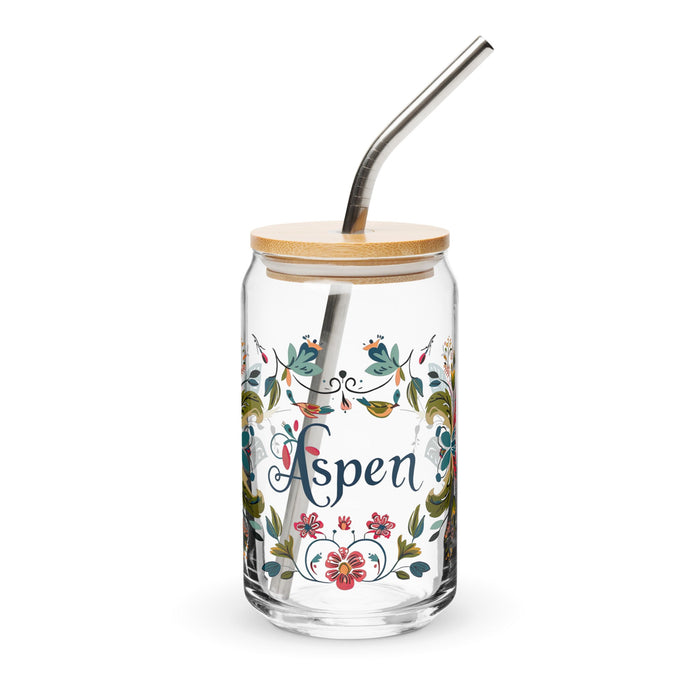 Aspen Exclusive Name Art Piece Can - Shaped Glass Home Office Work Mexican Spanish Pride Gift Cup One - Of - A - Kind Calligraphy Glass | A3 - Mexicada