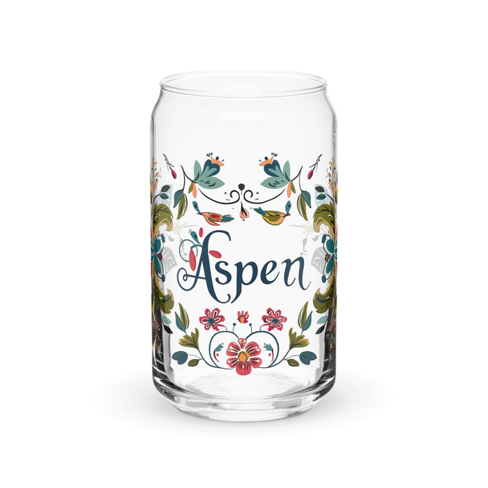 Aspen Exclusive Name Art Piece Can-Shaped Glass Home Office Work Mexican Spanish Pride Gift Cup One-Of-A-Kind Calligraphy Glass | A3 Mexicada 16 oz (No Lid No Straw)