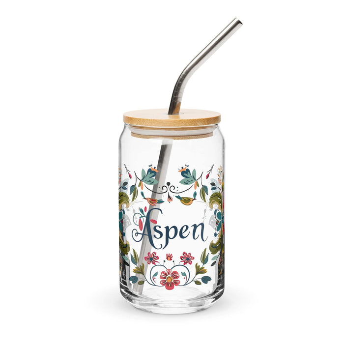 Aspen Exclusive Name Art Piece Can-Shaped Glass Home Office Work Mexican Spanish Pride Gift Cup One-Of-A-Kind Calligraphy Glass | A3 Mexicada 16 oz With Lid & Straw