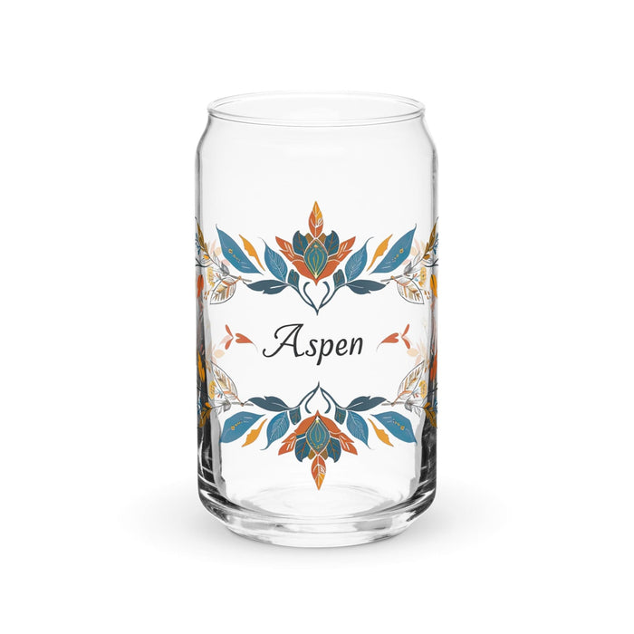 Aspen Exclusive Name Art Piece Can-Shaped Glass Home Office Work Mexican Spanish Pride Gift Cup One-Of-A-Kind Calligraphy Glass | A4 Mexicada 16 oz