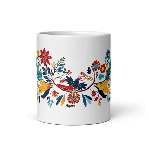 Aspen Exclusive Name Art Piece Home Office Work Coffee Mug Mexican Spanish Pride Gift Cup One - Of - A - Kind Calligraphy White Glossy Mug | A1 - Mexicada