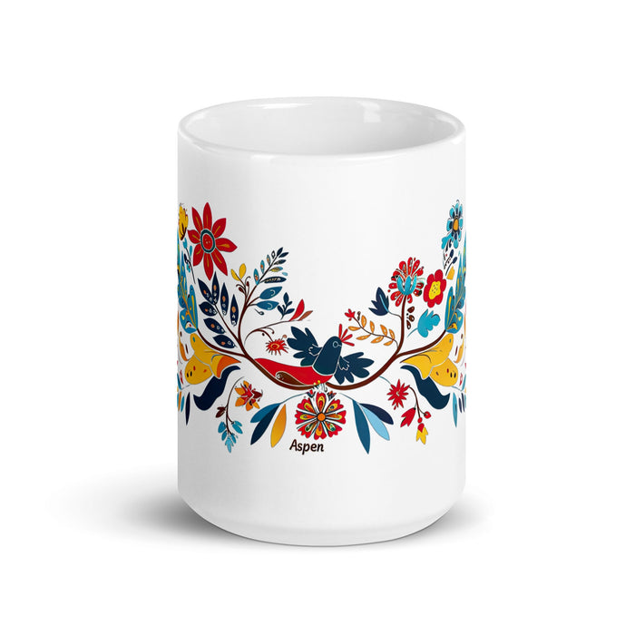 Aspen Exclusive Name Art Piece Home Office Work Coffee Mug Mexican Spanish Pride Gift Cup One - Of - A - Kind Calligraphy White Glossy Mug | A1 - Mexicada