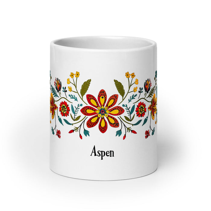 Aspen Exclusive Name Art Piece Home Office Work Coffee Mug Mexican Spanish Pride Gift Cup One - Of - A - Kind Calligraphy White Glossy Mug | A10 - Mexicada