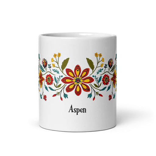 Aspen Exclusive Name Art Piece Home Office Work Coffee Mug Mexican Spanish Pride Gift Cup One-Of-A-Kind Calligraphy White Glossy Mug | A10 Mexicada