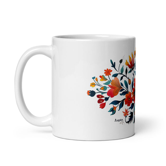 Aspen Exclusive Name Art Piece Home Office Work Coffee Mug Mexican Spanish Pride Gift Cup One - Of - A - Kind Calligraphy White Glossy Mug | A11 - Mexicada