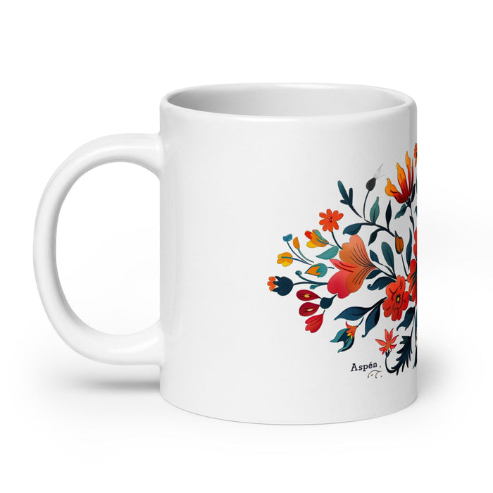 Aspen Exclusive Name Art Piece Home Office Work Coffee Mug Mexican Spanish Pride Gift Cup One-Of-A-Kind Calligraphy White Glossy Mug | A11 Mexicada