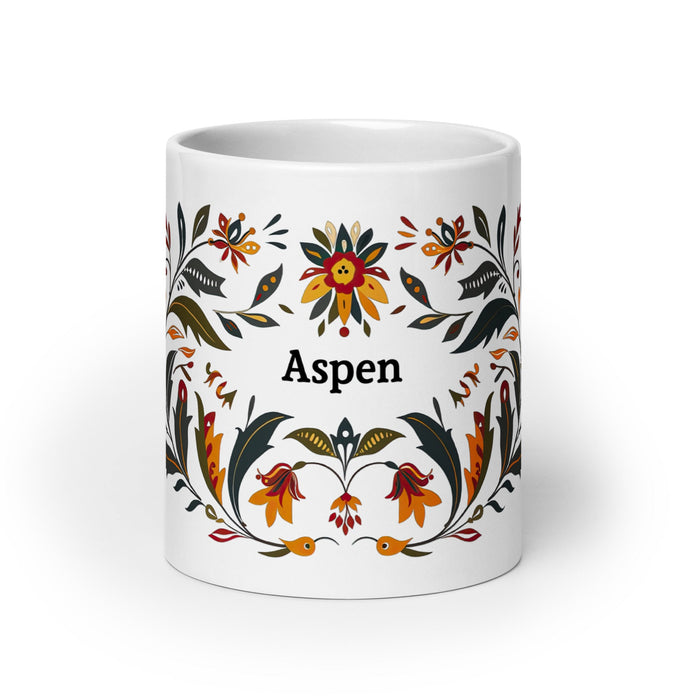 Aspen Exclusive Name Art Piece Home Office Work Coffee Mug Mexican Spanish Pride Gift Cup One - Of - A - Kind Calligraphy White Glossy Mug | A2 - Mexicada