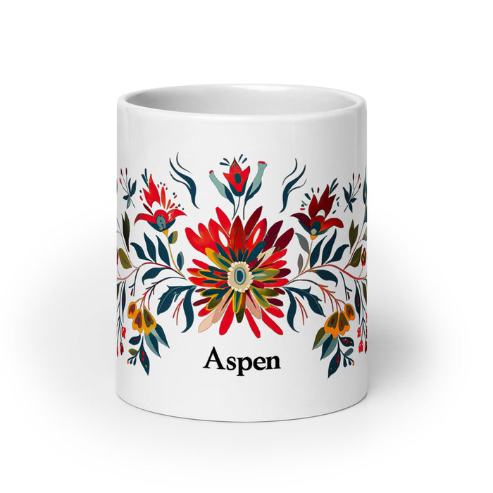 Aspen Exclusive Name Art Piece Home Office Work Coffee Mug Mexican Spanish Pride Gift Cup One - Of - A - Kind Calligraphy White Glossy Mug | A3 - Mexicada