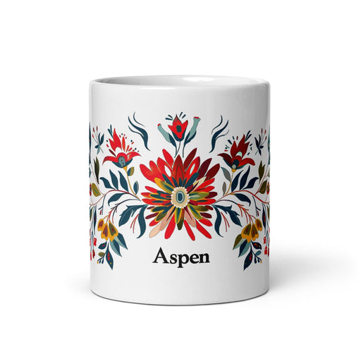 Aspen Exclusive Name Art Piece Home Office Work Coffee Mug Mexican Spanish Pride Gift Cup One-Of-A-Kind Calligraphy White Glossy Mug | A3 Mexicada