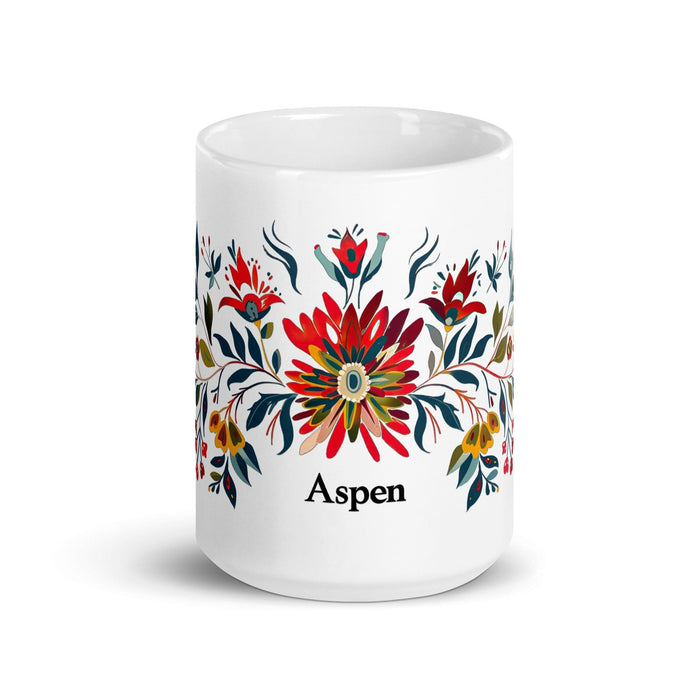 Aspen Exclusive Name Art Piece Home Office Work Coffee Mug Mexican Spanish Pride Gift Cup One-Of-A-Kind Calligraphy White Glossy Mug | A3 Mexicada