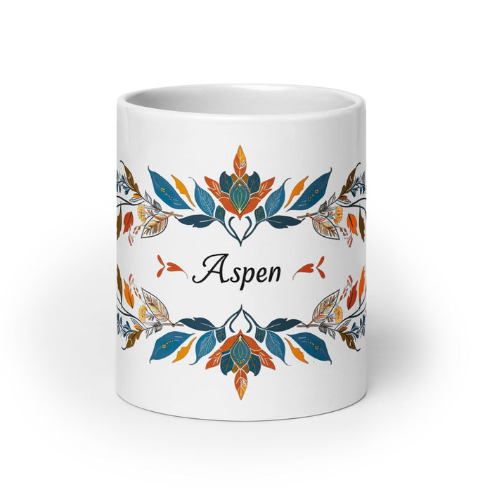 Aspen Exclusive Name Art Piece Home Office Work Coffee Mug Mexican Spanish Pride Gift Cup One - Of - A - Kind Calligraphy White Glossy Mug | A4 - Mexicada