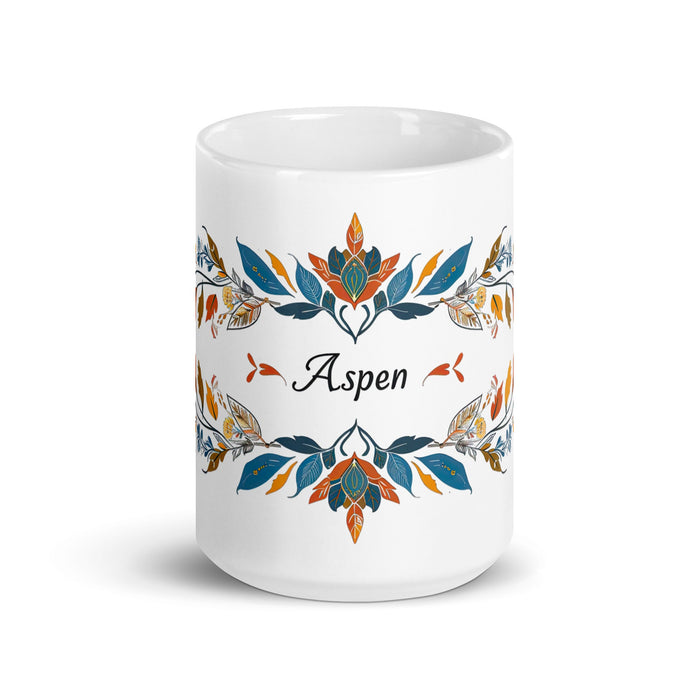 Aspen Exclusive Name Art Piece Home Office Work Coffee Mug Mexican Spanish Pride Gift Cup One - Of - A - Kind Calligraphy White Glossy Mug | A4 - Mexicada