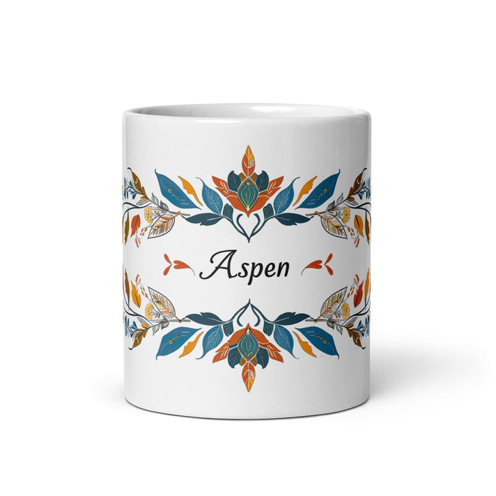 Aspen Exclusive Name Art Piece Home Office Work Coffee Mug Mexican Spanish Pride Gift Cup One-Of-A-Kind Calligraphy White Glossy Mug | A4 Mexicada