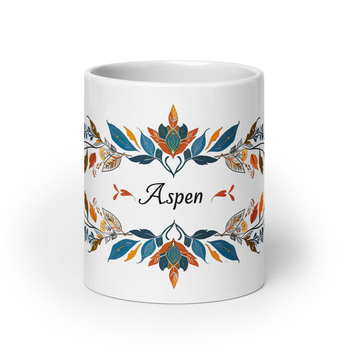 Aspen Exclusive Name Art Piece Home Office Work Coffee Mug Mexican Spanish Pride Gift Cup One-Of-A-Kind Calligraphy White Glossy Mug | A4 Mexicada