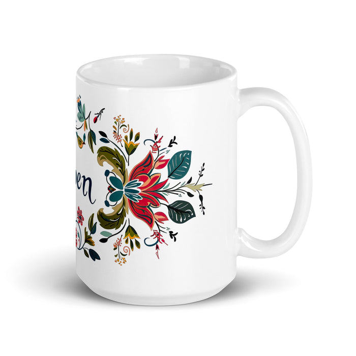 Aspen Exclusive Name Art Piece Home Office Work Coffee Mug Mexican Spanish Pride Gift Cup One - Of - A - Kind Calligraphy White Glossy Mug | A5 - Mexicada