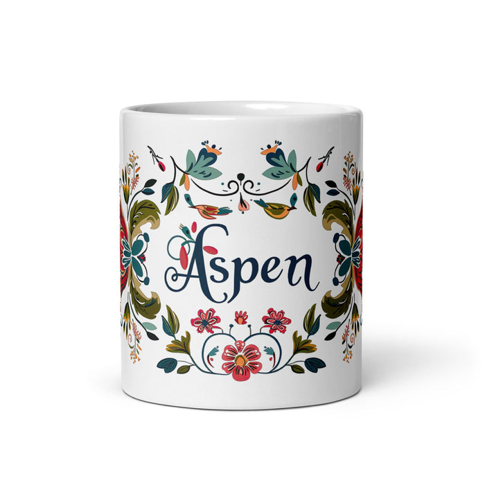 Aspen Exclusive Name Art Piece Home Office Work Coffee Mug Mexican Spanish Pride Gift Cup One - Of - A - Kind Calligraphy White Glossy Mug | A5 - Mexicada