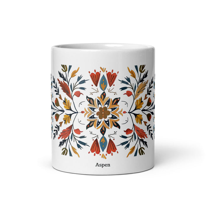 Aspen Exclusive Name Art Piece Home Office Work Coffee Mug Mexican Spanish Pride Gift Cup One - Of - A - Kind Calligraphy White Glossy Mug | A6 - Mexicada