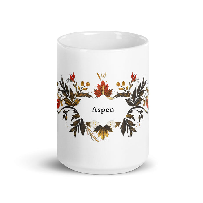 Aspen Exclusive Name Art Piece Home Office Work Coffee Mug Mexican Spanish Pride Gift Cup One - Of - A - Kind Calligraphy White Glossy Mug | A8 - Mexicada