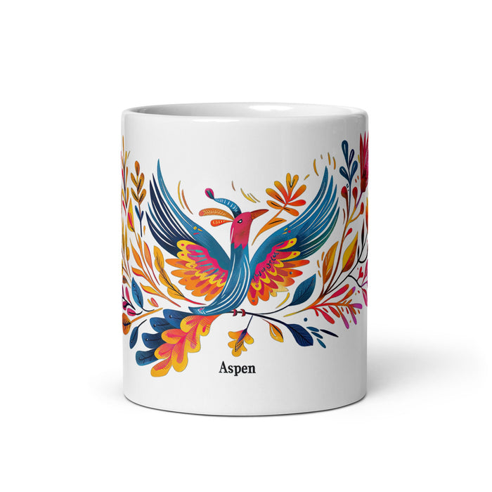 Aspen Exclusive Name Art Piece Home Office Work Coffee Mug Mexican Spanish Pride Gift Cup One - Of - A - Kind Calligraphy White Glossy Mug | A9 - Mexicada