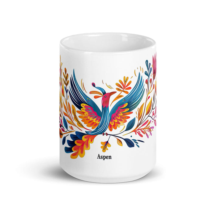 Aspen Exclusive Name Art Piece Home Office Work Coffee Mug Mexican Spanish Pride Gift Cup One-Of-A-Kind Calligraphy White Glossy Mug | A9 Mexicada