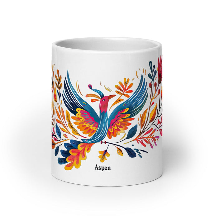 Aspen Exclusive Name Art Piece Home Office Work Coffee Mug Mexican Spanish Pride Gift Cup One-Of-A-Kind Calligraphy White Glossy Mug | A9 Mexicada